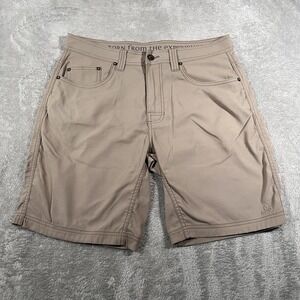 prAna Shorts Mens 34 Khaki 5 Pocket Hiking‎ Outdoor Casual Stretch Performance